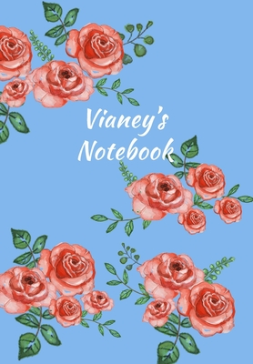 Download Vianey's Notebook: Personalized Journal - Garden Flowers Pattern. Red Rose Blooms on Baby Blue Cover. Dot Grid Notebook for Notes, Journaling. Floral Watercolor Design with First Name -  | ePub